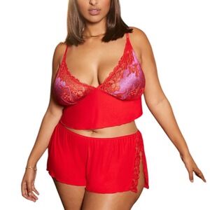 Savage X Fenty Pink‎ Red Laced Up Cami and Cheeky Shorts Set (3X) ~NEW